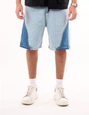 Two-Tone Denim Shorts