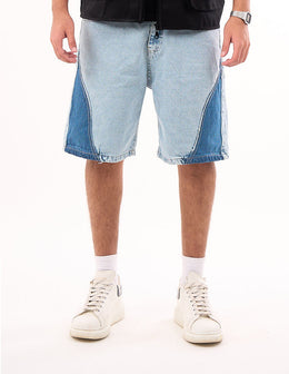 Two-Tone Denim Shorts