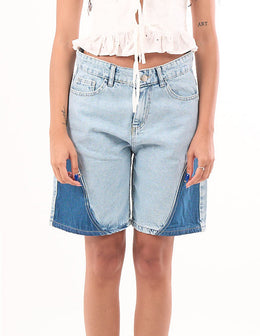 Two-Tone Denim Shorts