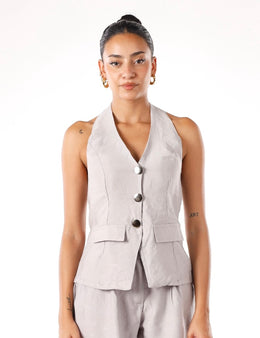 Grey Linen Vest
