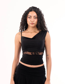 Asymmetric neckline top