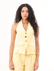 Butter yellow Linen Vest