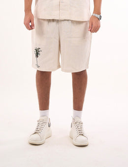 Palm Tree Embroidered Short