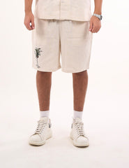 Palm Tree Embroidered Short