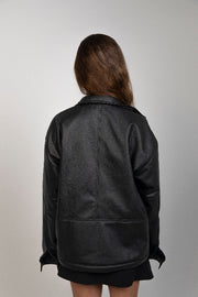 Boxy-fit unisex leather jacket