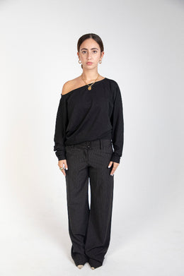 Black striped trousers
