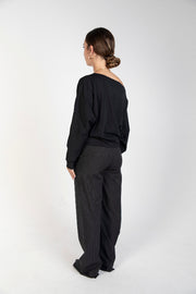 Black striped trousers