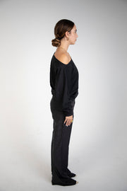 Black striped trousers