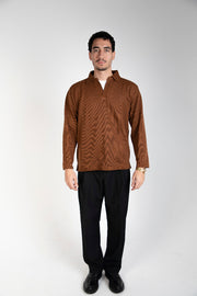 Unisex cotton-blend knit polo sweate