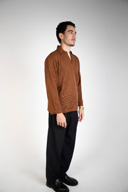 Unisex cotton-blend knit polo sweate