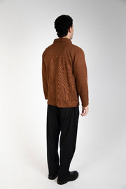 Unisex cotton-blend knit polo sweate