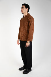 Unisex cotton-blend knit polo sweate