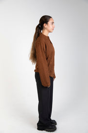 Unisex cotton-blend knit polo sweater