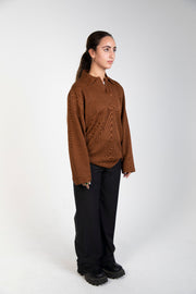 Unisex cotton-blend knit polo sweater