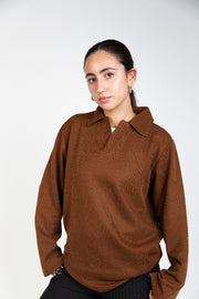 Unisex cotton-blend knit polo sweater