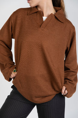 Unisex cotton-blend knit polo sweater